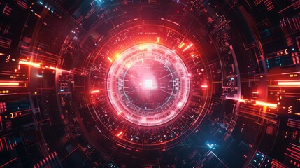 Poster - futuristic electronic circuit technology: abstract 2d illustration for innovative designs