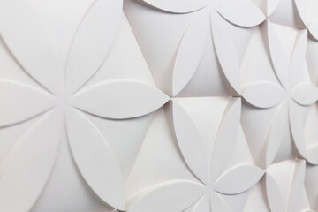 volume wall decoration, ornament of the repeating patterns of 3d-like flower petals, architecture wa