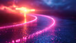 glowing glittering path way to heaven disco neon glow road entrance blue pink purple violet