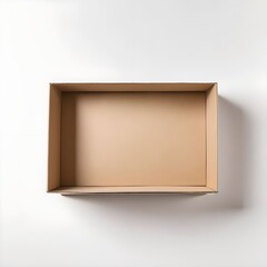 Wall Mural - Empty kraft box. White box without lid. Top view. AI image.