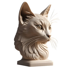 Wall Mural - Balinese Cat Head Sculpture Illustration Art on a Transparent Background Generative AI