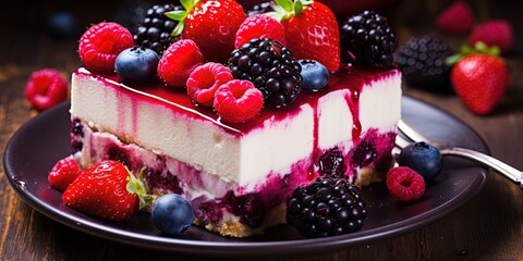 Wall Mural - Delicious berry cheesecake
