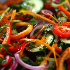 Poster - fresh vegetable salad background close up.