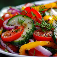 Poster - fresh vegetable salad background close up.