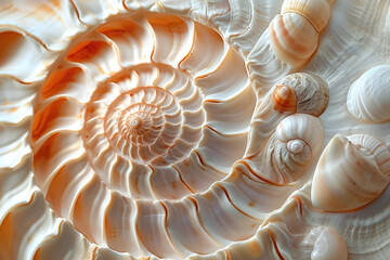 Wall Mural - Generate a pattern of spiraling seashells, capturing the beauty