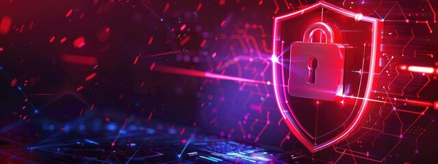Aufkleber - Data security technology and privacy specialist. abstract background of a padlock on shield with copy space. protect data