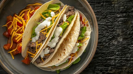 Canvas Print - Delicious Soft Tacos Filled with Beef and Vegetables