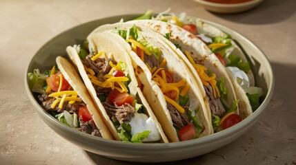 Poster - Gourmet Soft Tacos with Seasoned Beef and Vegetables