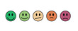 Set of Emoji Colored Flat Icons. Vector Set of Emoticons. Sad and Happy Mood Icons. Vote Scale Symbol Set. Set of Emoji Colored Flat Icon