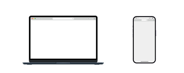 Poster - Web site engine with search box, address bar and text field. UI design, website interface elements. Web template for concept design. Web search concept. Vector. Computer, phone, sizes.