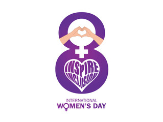 Wall Mural - International women's day concept poster. Woman sign illustration background. 2024 women's day campaign theme- #InspireInclusion