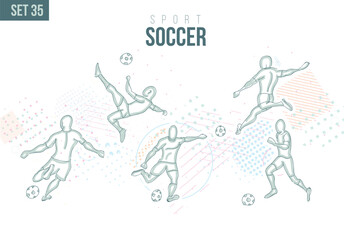 Wall Mural - Soccer sport Tournament Summer Games , games sport hand-drawn doodles. vector illustration set game background 