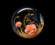 Round Rose Flower Resin on Black Background