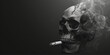 Cigarettes intertwined with the contours of a human skull, with wisps of smoke curling around. The skull itself appears to partake in the act of smoking, embodying the dire consequences of tobacco.