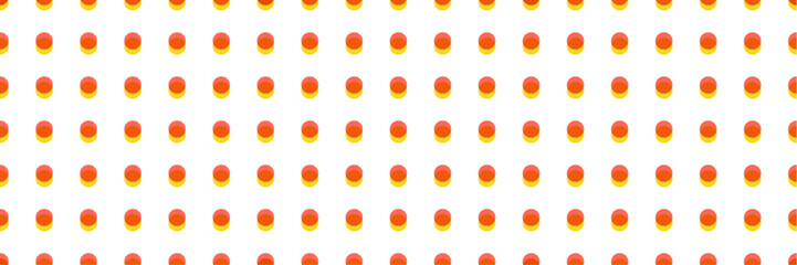 Wall Mural - Seamless polka dot pattern. Risograph effect. Vector illustration with small orange and yellow dots on a white backdrop. Creative grid texture round shapes. Cute dotted wrapping paper sample