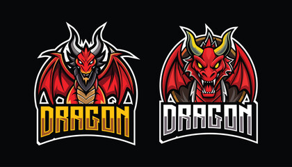 Wall Mural - dragon esport gaming logo. set of dragon mascot design