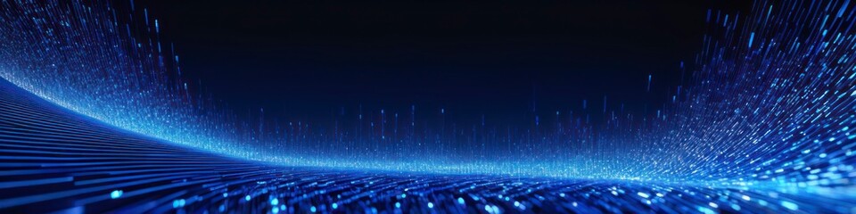Futuristic abstract background with glowing waves. Artificial intelligence technology concept, digital communication, 3D visualization of music waves.
