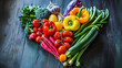 fresh vegetables in heart shape