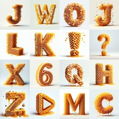 Honeycomb Lettering Typeface. AI generated illustration