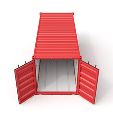 Poster - 3d rendering of open red shipping container isolated on white background