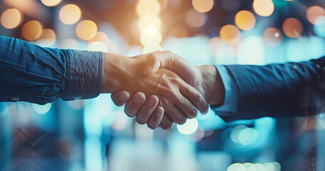 
Business handshaking. Business folks shaking hands, up close. Two company men shaking hands during a meeting at work. Business people making a handshake, close up. 