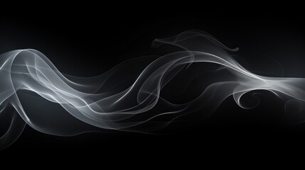 Wall Mural - Abstract White Smoke Swirls Against Black Background