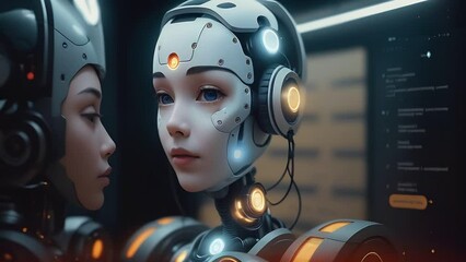 Poster - female woman with headphones generative ai