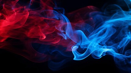 Poster - Blue and Red Smoke Against Black Background