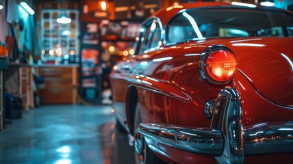 classic cars in a car enthusiast garage retro picture