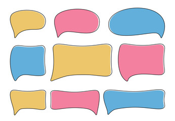 Wall Mural - a set of hand drawn doodle blank text frames. colored text box. empty speech bubbles without backgro