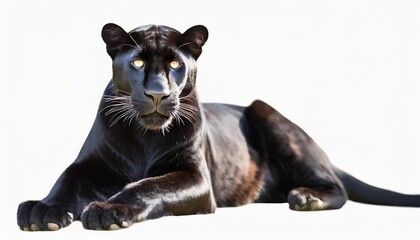 Poster - sitting black panther isolated on a white background as transparent png animal