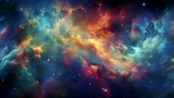 Fototapeta  - Deep in the cosmos, this stunning image depicts a nebula bursting with an array of vibrant colors and twinkling stars