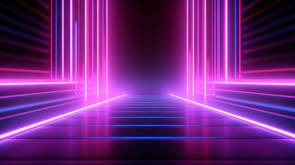 Wall Mural - Disco Neon Light Background Concept. 3D Rendered Neon Background.