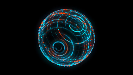 Fototapete - Abstract blue sphere with connecting dots and lines. Wireframe technology sphere. Big data visualization. 3d rendering.