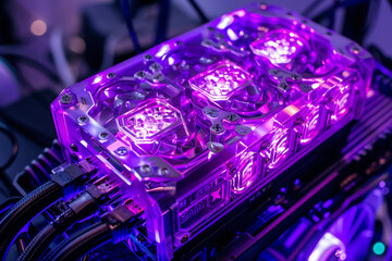 Poster - A processor with a purple and silver design and a magic system on it