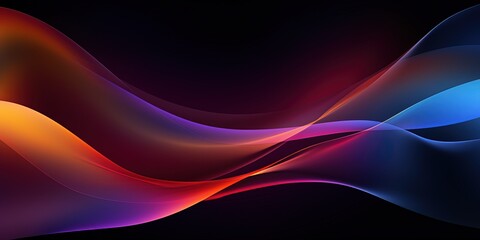 Wall Mural - Dark grainy color gradient wave background, purple red yellow blue colors banner poster cover abstract design, black copy space