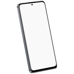 Wall Mural - isometric style photo of silver smartphone similar to android device without background. template fo