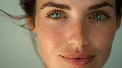 Close up of woman face that used UL therapy to do a face lift