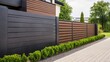 Modern metal fence for fencing the yard area