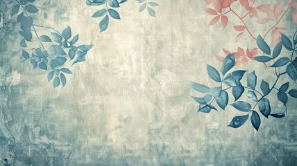 Wall Mural - Watercolor floral background. Flowers and plants frame in vector. Blue vintage