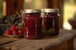 Fruit jam made at home jarred