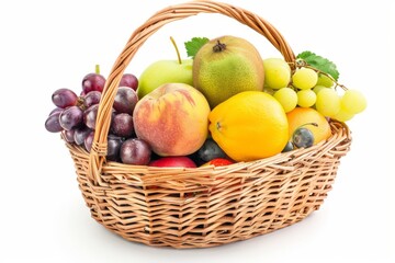 Sticker - Fresh winter fruit basket for healthy eating and dieting concept Single object on white background