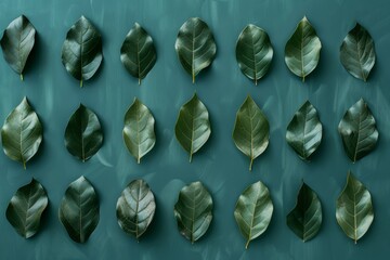 Poster - Green leaf flat lay for nature theme