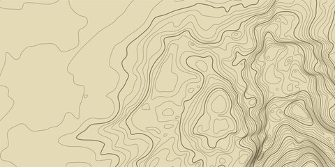 Wall Mural - Topographic pattern texture. Brown contours on beige background. vector topography. Geographic mountain topographic. Map on land strok terrain. Elevation on graphic height lines. Vector Illustration.