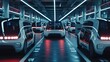Sleek autonomous transportation pods line up in a bright, contemporary transit hub, ready to revolutionize urban travel with a focus on sustainability and efficiency
