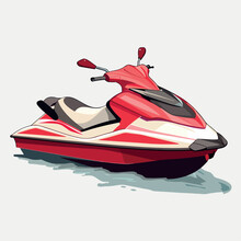 Jet Ski In Cartoon, Doodle Style. Image For T-shirt, Web, Mobile Apps And Ui. Isolated 2d Vector Illustration In Logo, Icon, Sketch Style, Eps 10. AI Generative