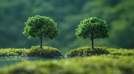 Wall Mural - green tree in the grass