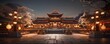 Traditional Chinese Buddhist Temple illuminated