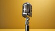 classic retro voice microphone instrument on a yellow background