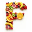 © Jiwa_Visual - A collage of various fresh fruits and berries arranged in the shape of the letter F. creative and healthy alphabet letter F made entirely of colorful fruits and berries.